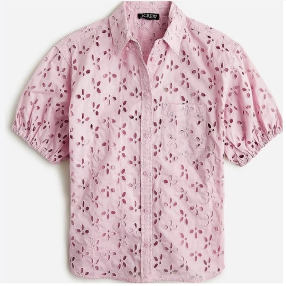 J. Crew Spring Garden Eyelet Blouse Pink Purple - Picture 1 of 8